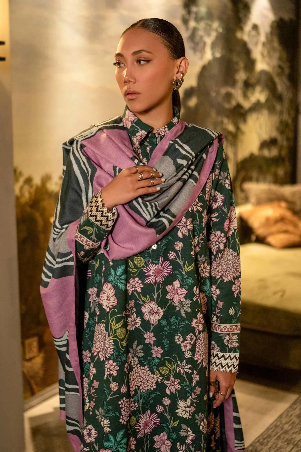 KHADDAR PRINT 3 PC UNSTICHED KH-03 MULTI  GREEN