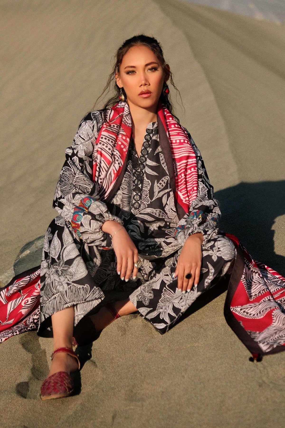 KHADDAR PRINT 3 PC UNSTICHED KH-01 BLACK