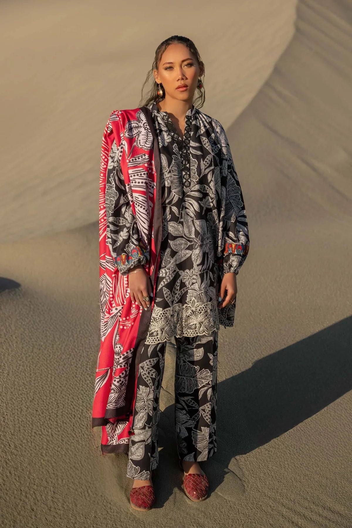 KHADDAR PRINT 3 PC UNSTICHED KH-01 BLACK