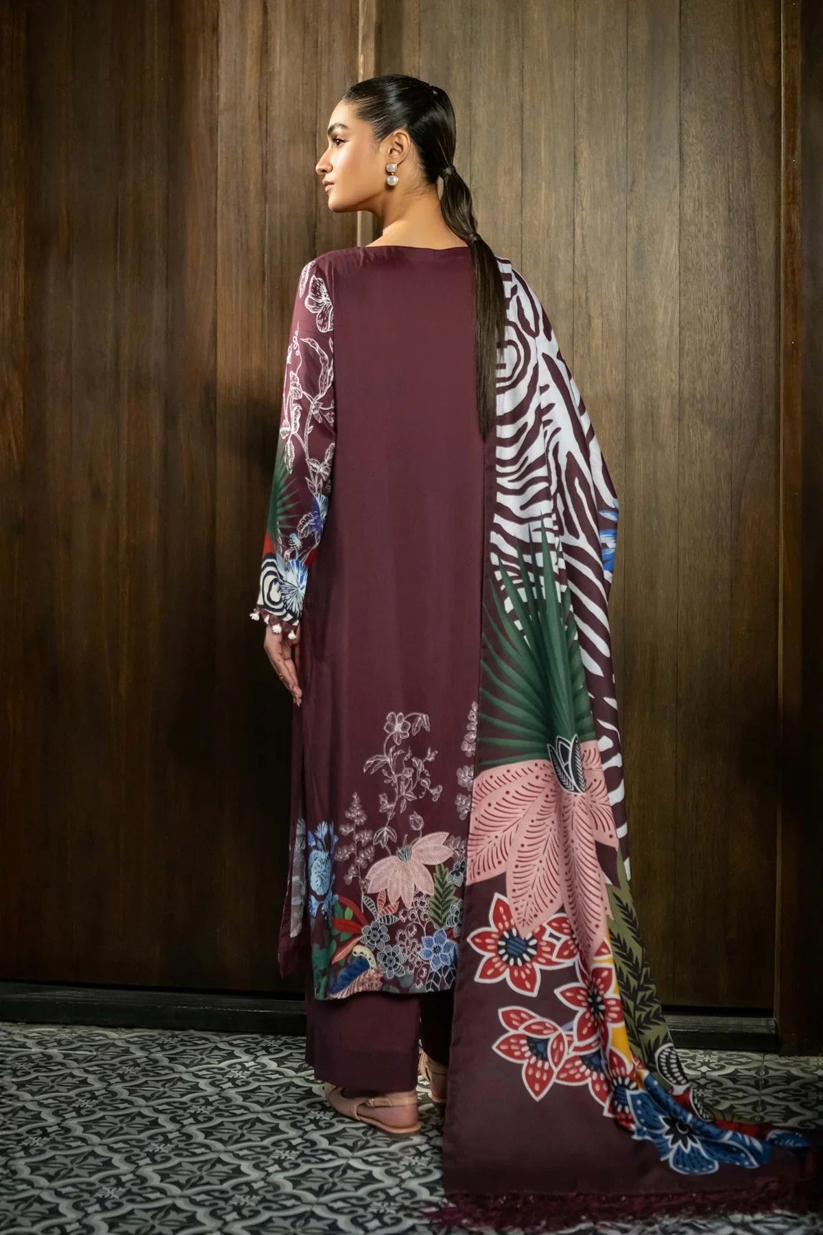 KHADDAR PRINT 3 PC UNSTICHED KH-512A MAROON