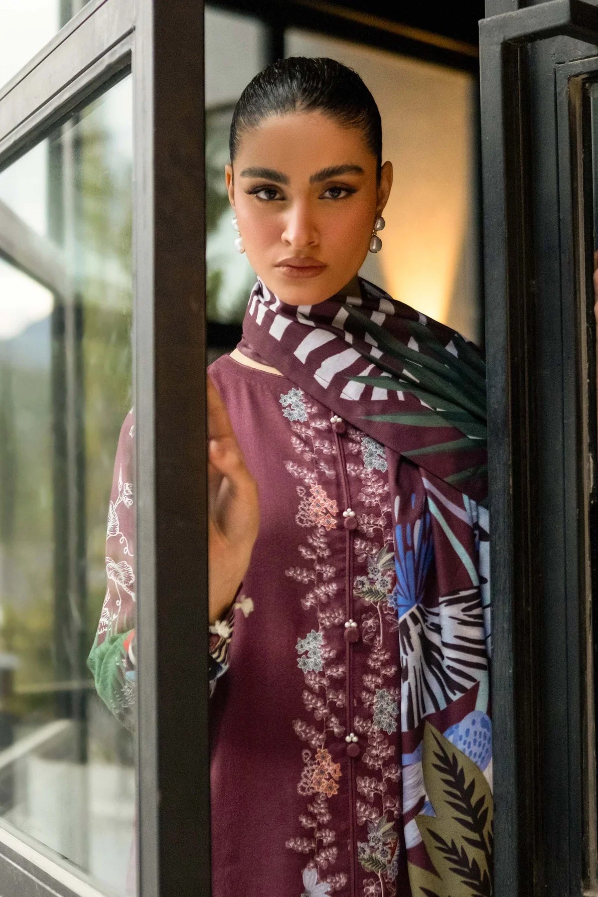 KHADDAR PRINT 3 PC UNSTICHED KH-512A MAROON