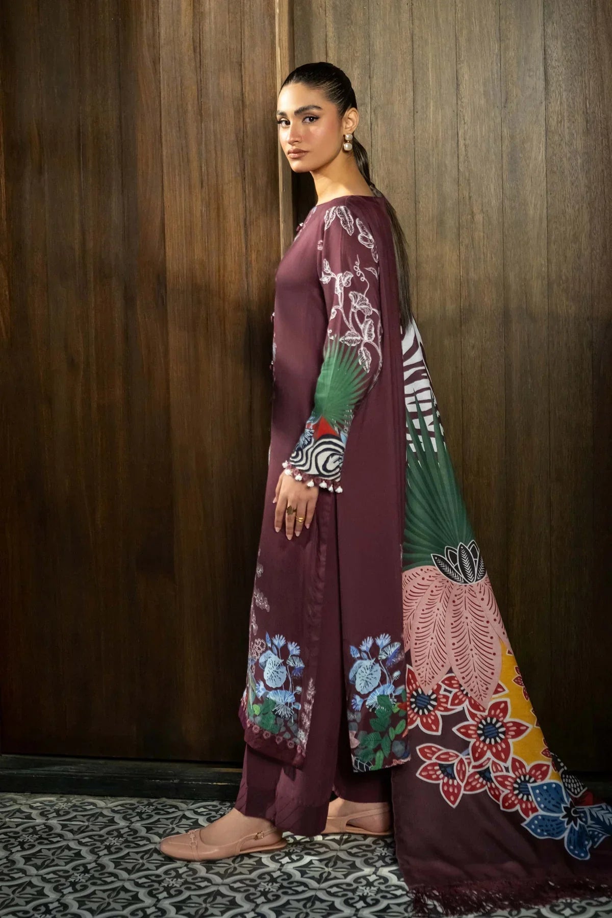 KHADDAR PRINT 3 PC UNSTICHED KH-512A MAROON