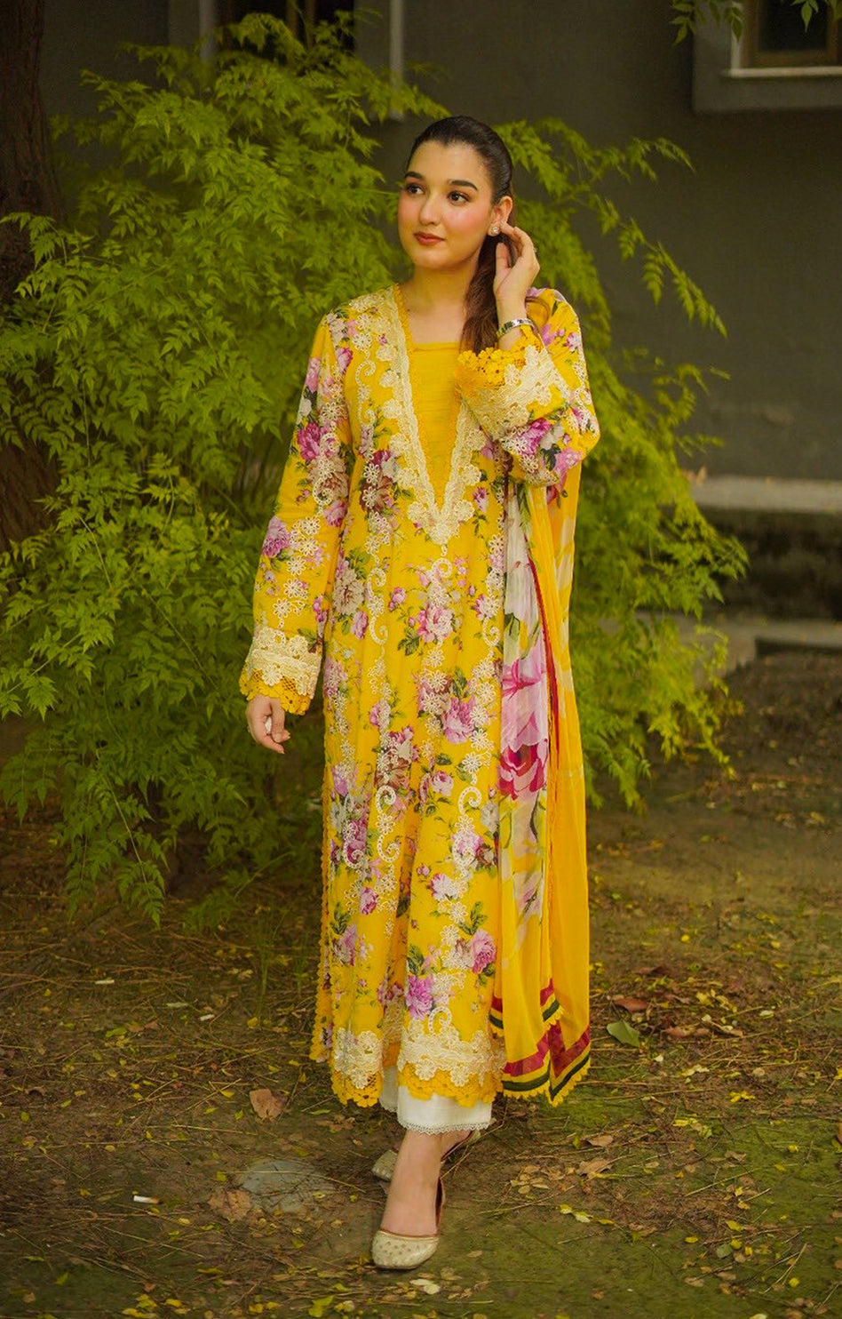 ANEELAS SILK PRINT YELLOW