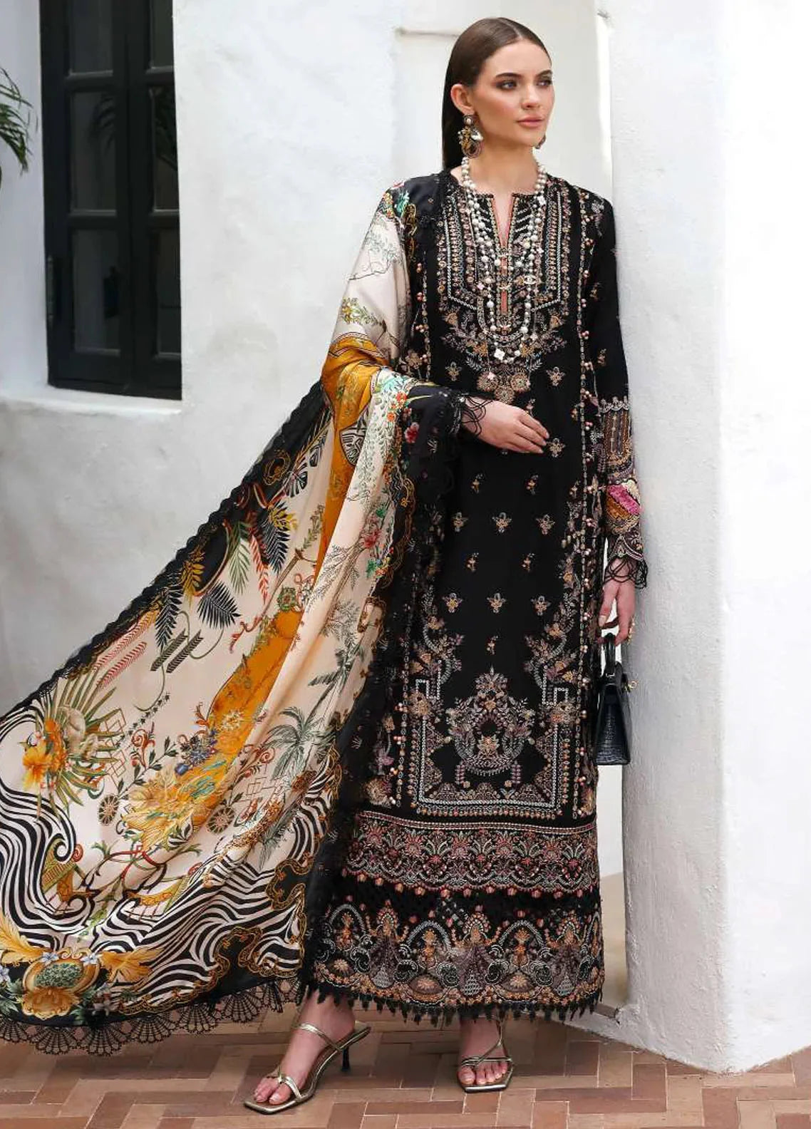 Elysia by Kanwal Malik Embroidered Lawn Suits Unstitched 3 Piece KM24E Noire