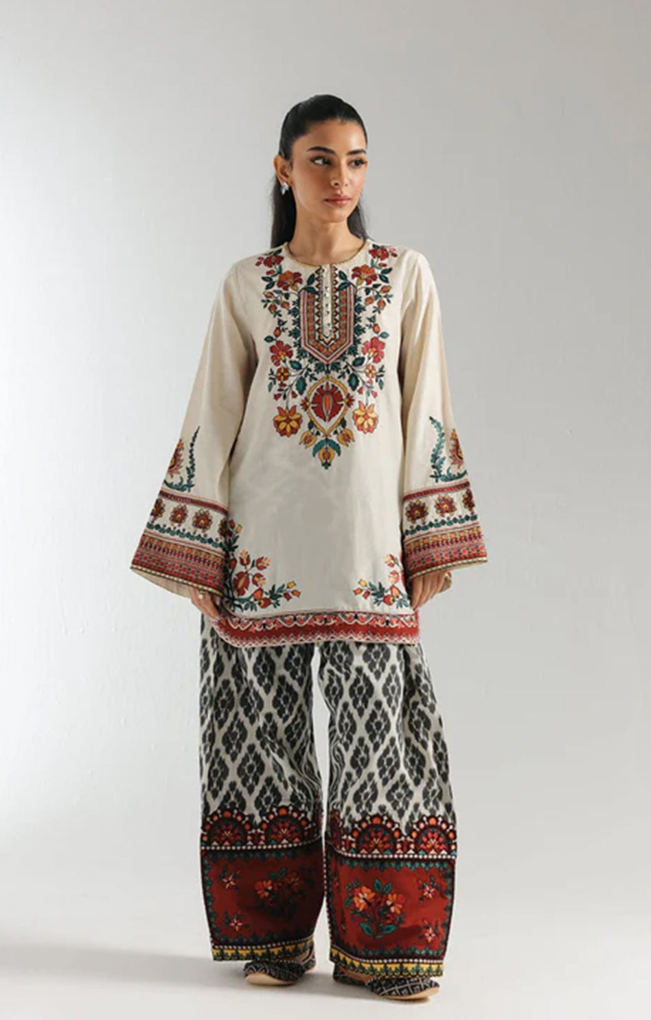 ETHNC SILKY LAWN ZAITOON 2Pc
