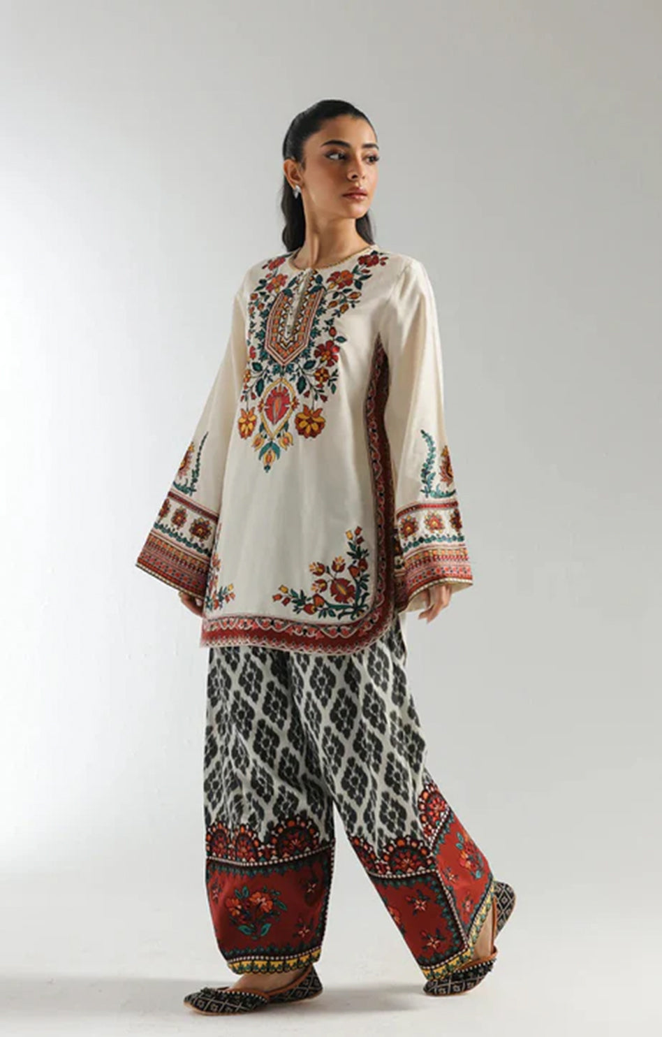 ETHNC SILKY LAWN ZAITOON 2Pc
