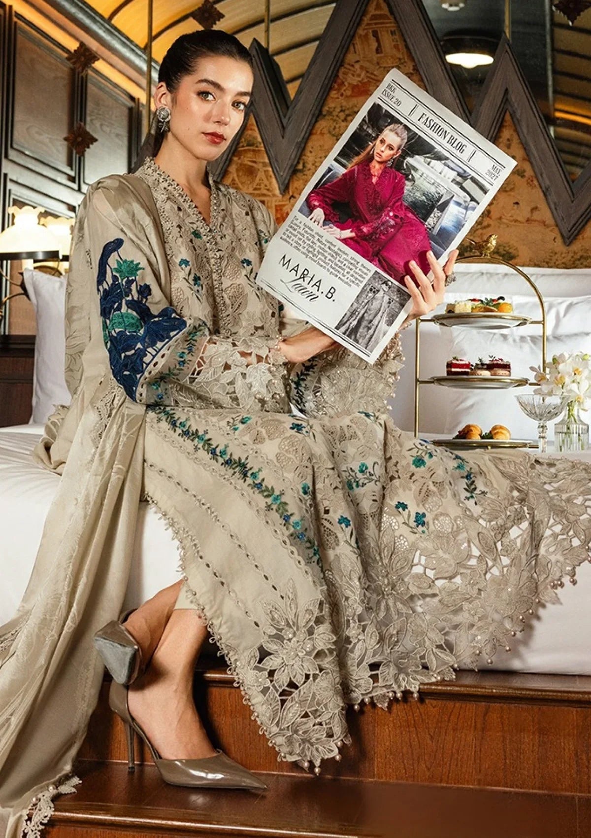 Maria B Luxury Embroidered Lawn Unstitched 3Pc Suit-EL-26-08